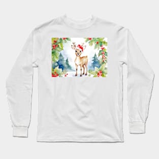 Baby Deer In Winter wonderland Long Sleeve T-Shirt